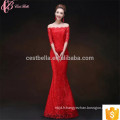 Red Lace Off-Shoulder Mermaid Chiffon Guangzhou Robe de soirée